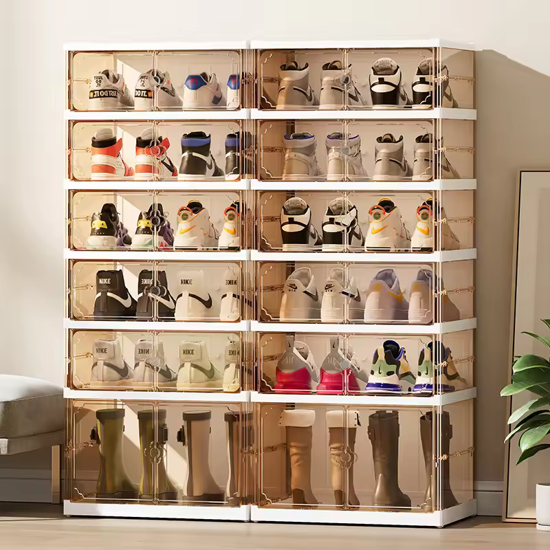 Top Quality Modern Design Space Saving Foldable Office Transparent Shoes Storage Box Folding Plastic Storage Boxes