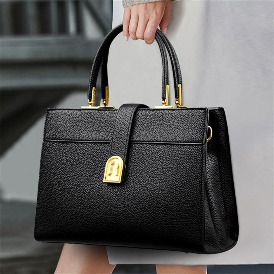 High Quality PU Leather Top Handle Satchel Purse for Women Brand Designer Luxury Clutch Handbags Solid Color Tote Bag Sac