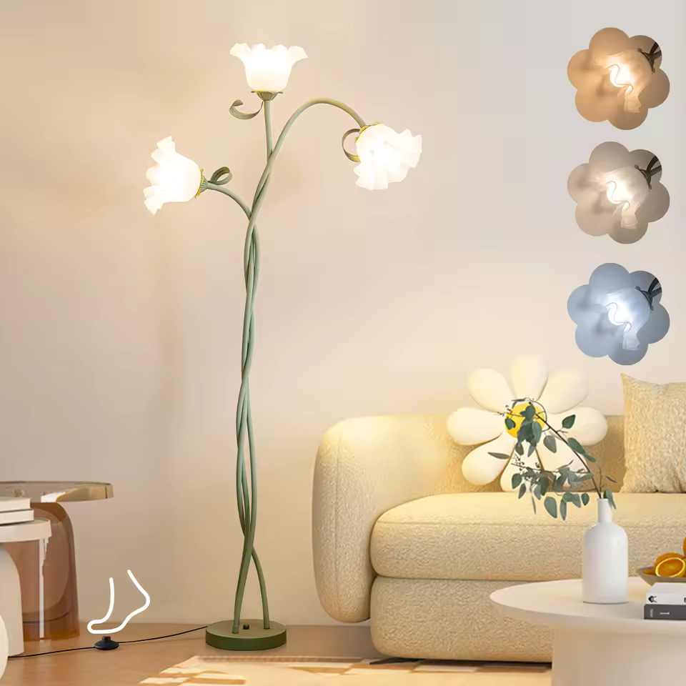Best Selling Three-head Flower Modern Floor Lamp Floor Three-color Light Lamps For Living Room Decor For Bedroom Bedsdide
