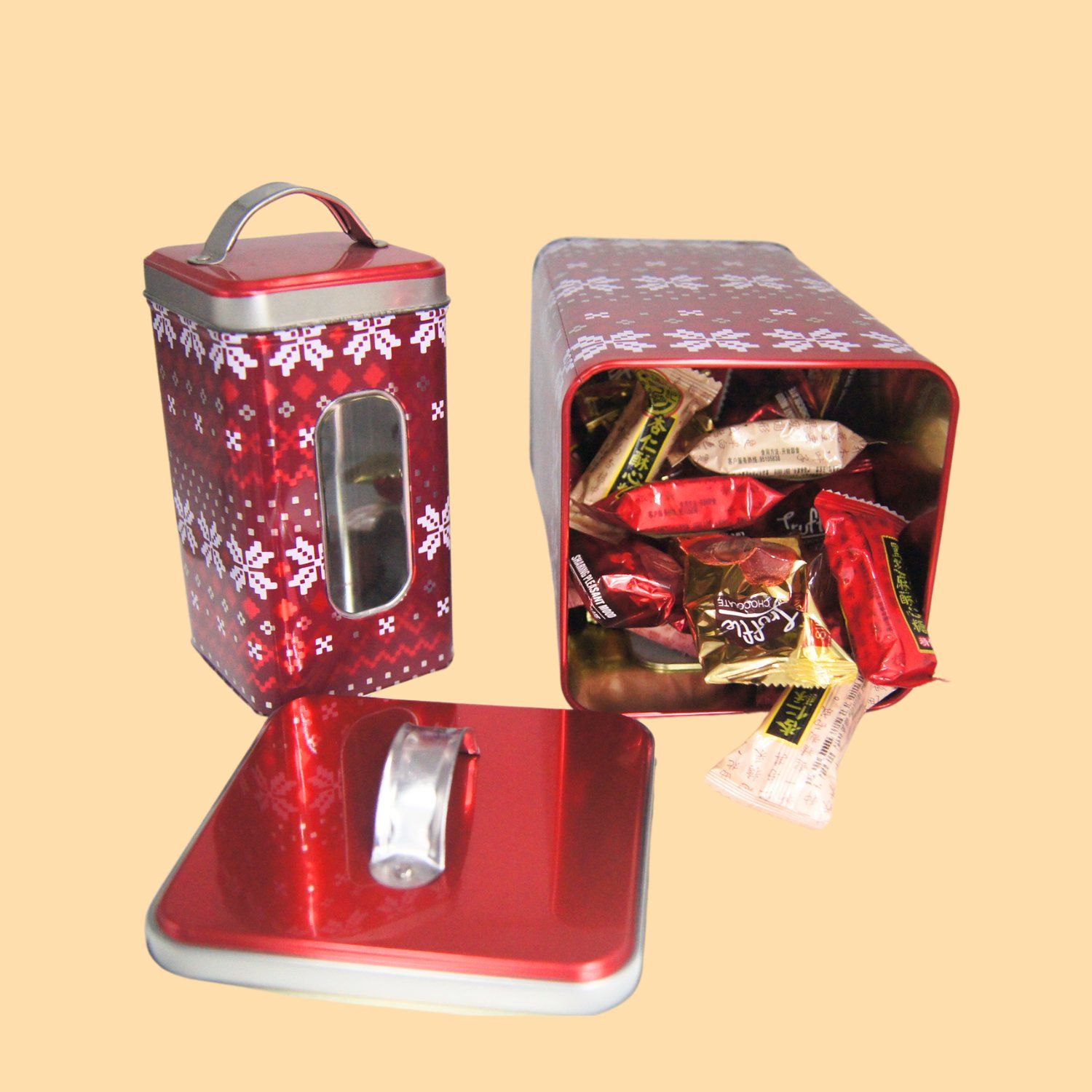 Factory OEM Window Packaging Container for Food Grade Lunch Metal Square Tea Coffee Tin Box