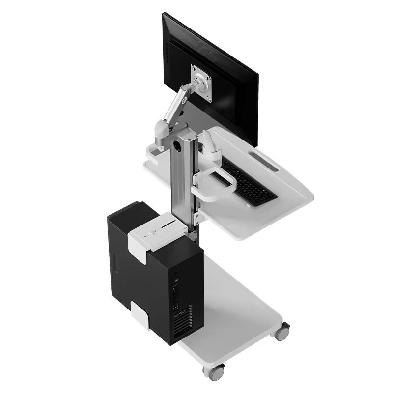 Hot Sales Simple Height Adjustable Mobile Medical Laptop Cart For Dental Clinic Hospital Trolley