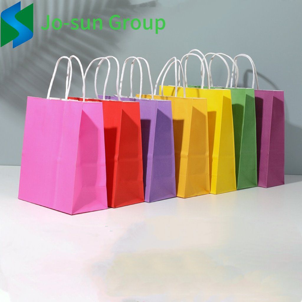 Jo-Sun Manufacturers Spot Wholesale Price Color Environmental Degradable Kraft Paper Gift Bag