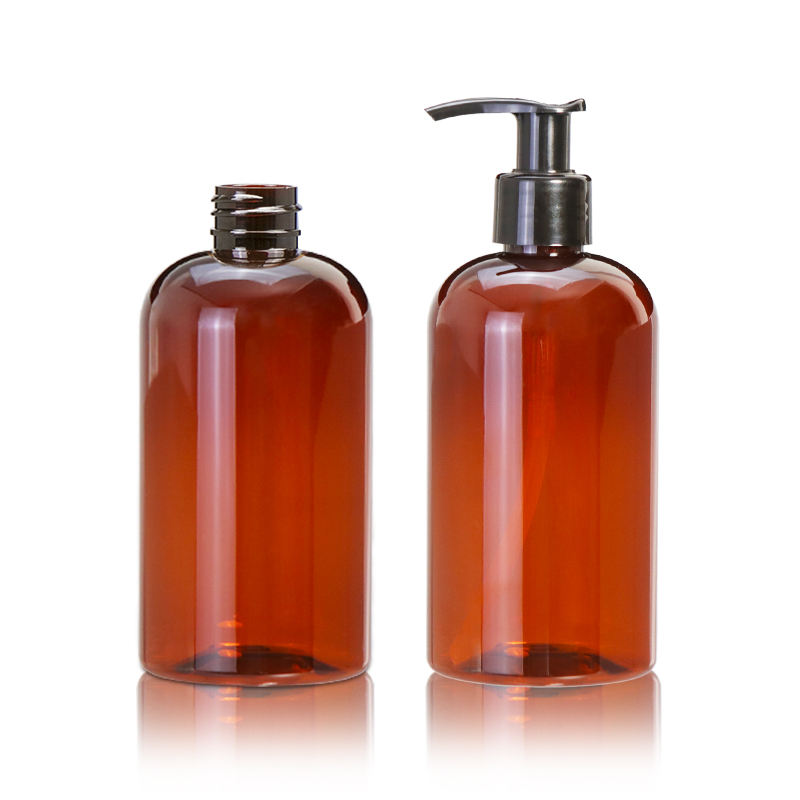 Plastic Container 8oz Amber boston Round Bottle 250ml Shampoo Amber boston Round Pump Bottle