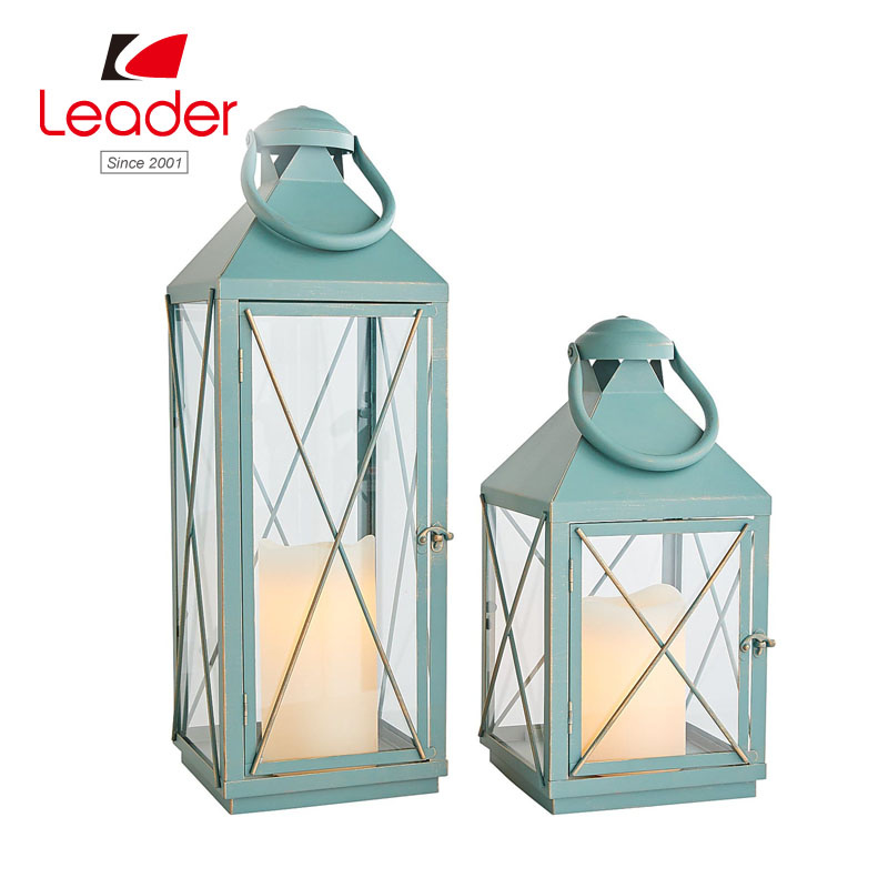 Factory Direct Rust-Resistant Metal Lantern for Home and Garden Decor-Blue