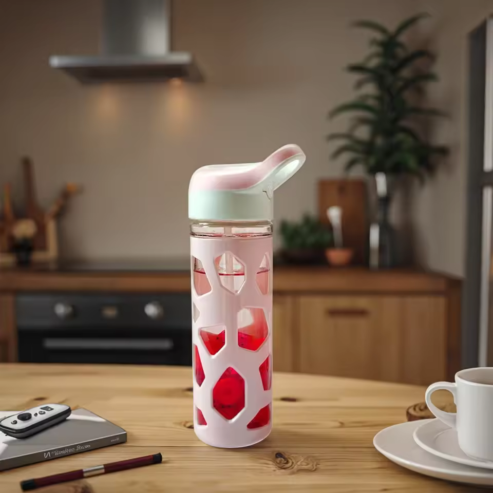 Customisable Cute And Trendy Portable Glass Straw Water Bottles New And Chic Design For On-the-go Hydration
