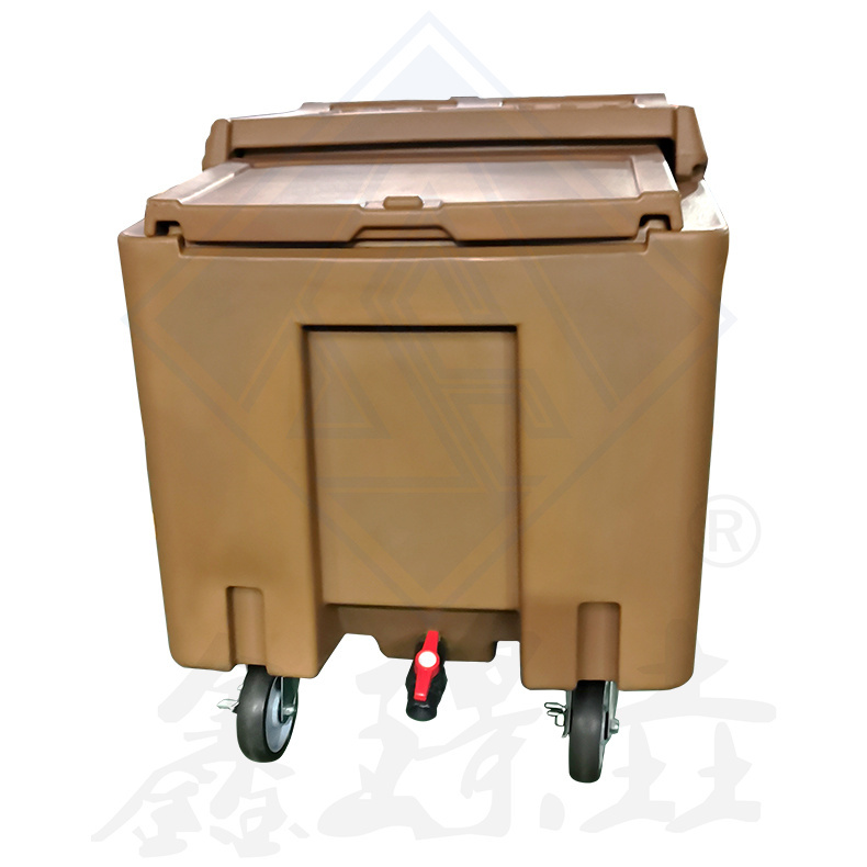 Rotomolding Ice Storage Cart Top Loading with Wheels