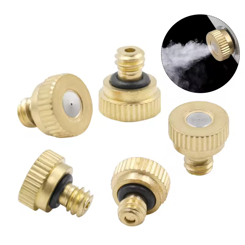 3/16" Thread Brass Mini Misting Nozzle Low Pressure Garden Greenhouse Atomizing Sprayers Humidifying Cooling Nozzle Spray Head