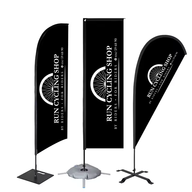 3.4m Teardrop Safety Sign Flags And Banners Fiberglass Poles With Weighted Base Model Number Beach Flag