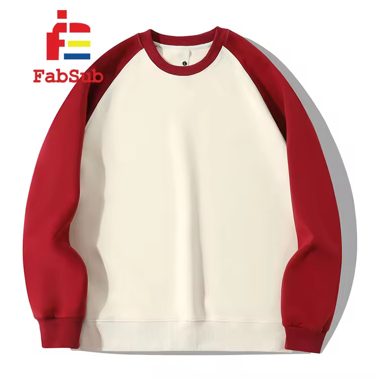 Raglan Sleeve Sweatshirt Sublimation Men's Crew Neck Sweatshirt Blanks Long Sleeve Polyester Sublimation Pullover Sweatshirt