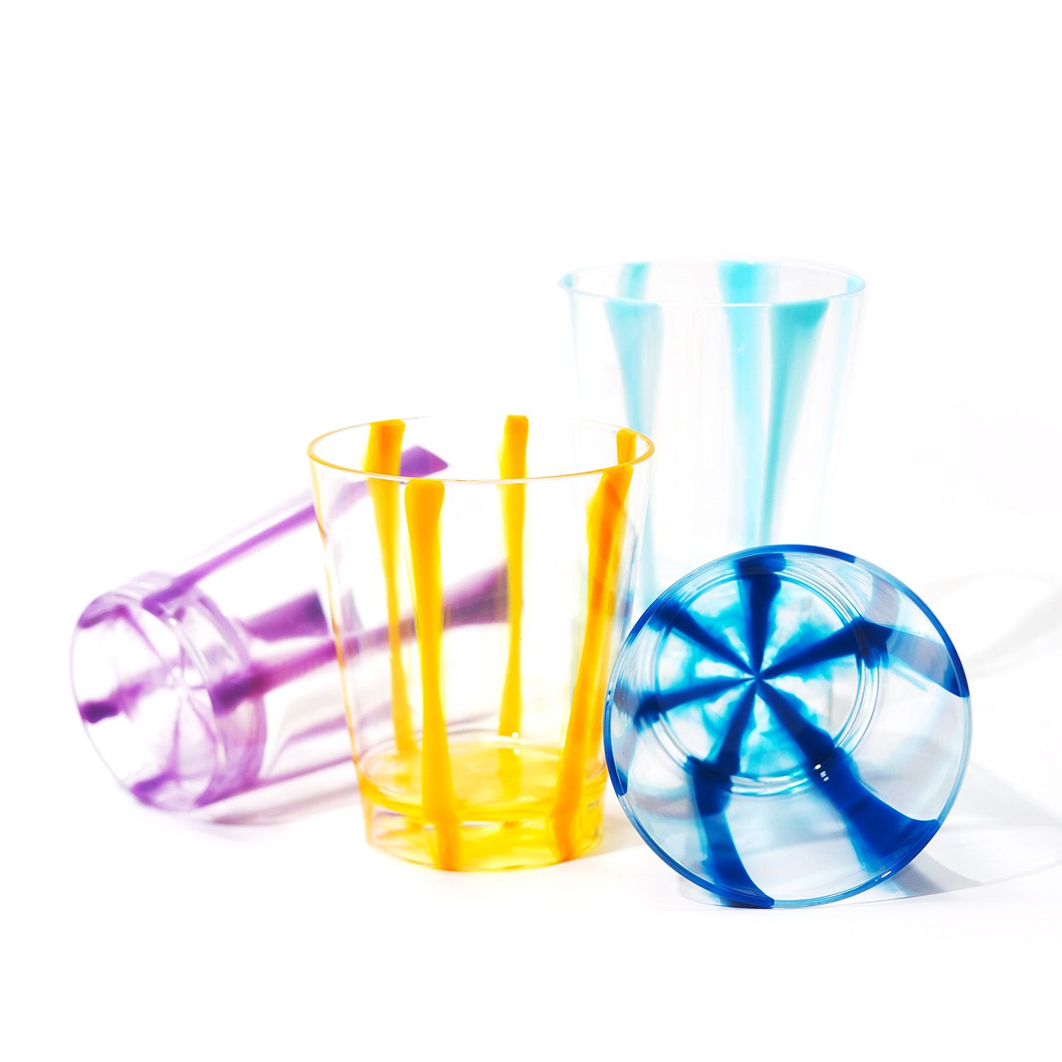 Reusable Plastic Drinking Cup Mug 17oz 500ml Striped Tumbler