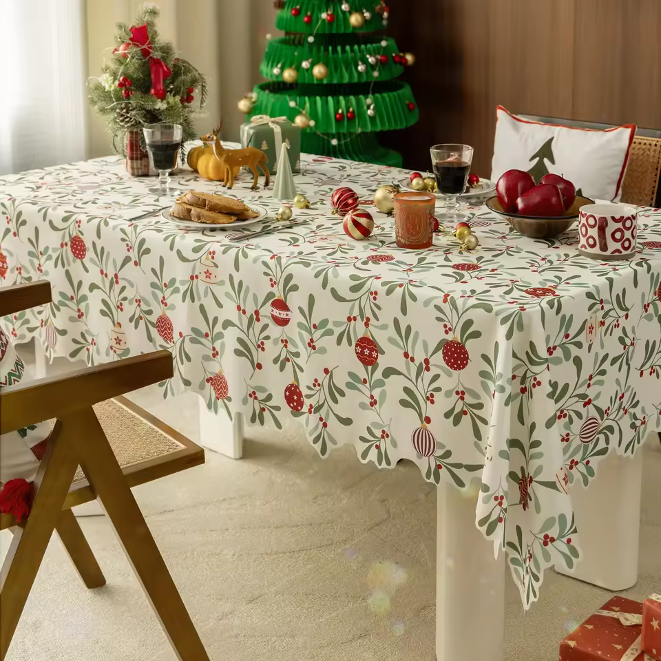 Original Design Floral Printed Tablecolth Christmas Table Cloth Custom Waterproof Table Cover For Dining Table