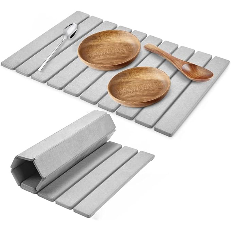 Eco-Friendly Collapsible Large Diatomaceous Earth Stone Bath Shower Quick Dish Drain Pad Drying Absorbent Mats for Kitchen Counter Dish Cup