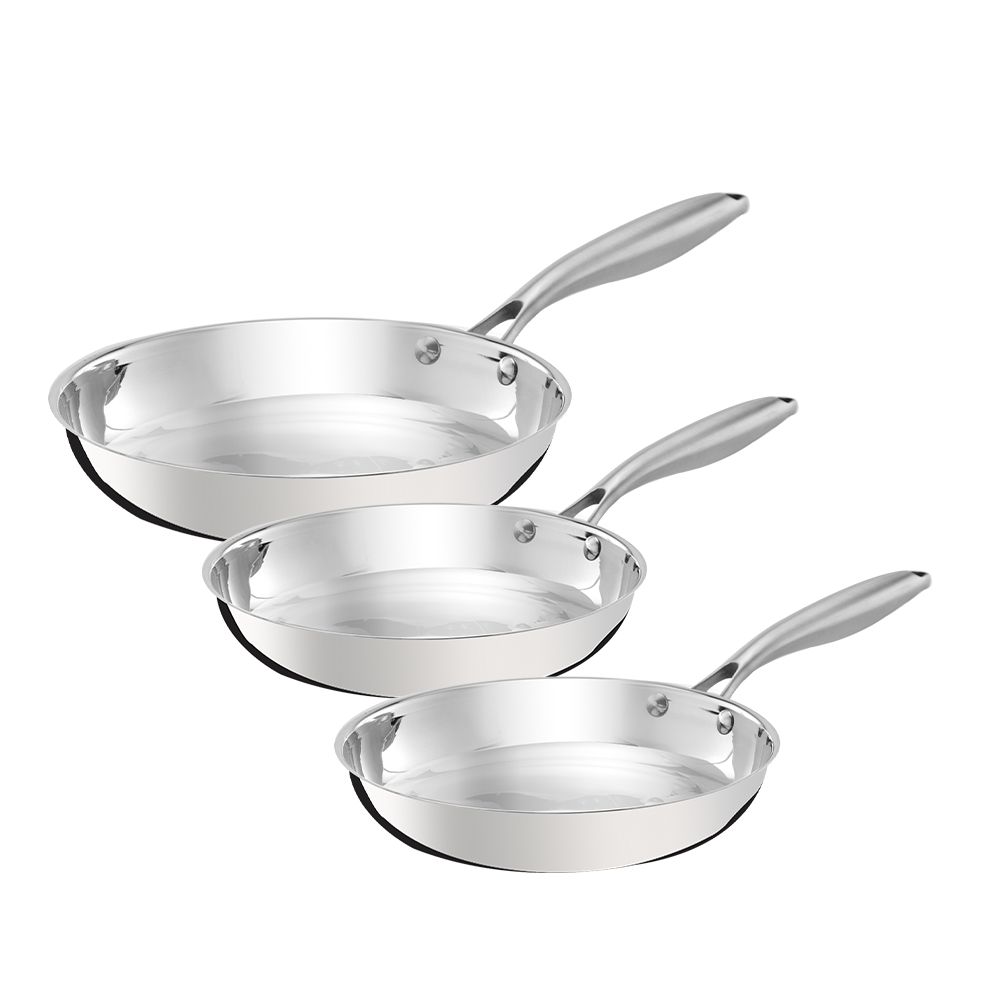 Jiangmen Factory Cookware Set Stainless Steel Frying Pan with Sandwich Bottom
