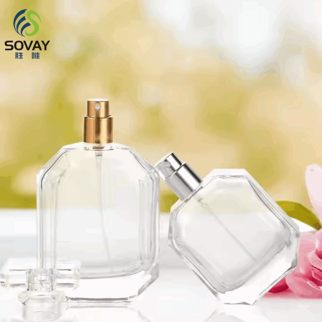 Best Selling 30ml 50ml 100ml Art Deco Refillable Spray Flat Perfume Bottle with Circle