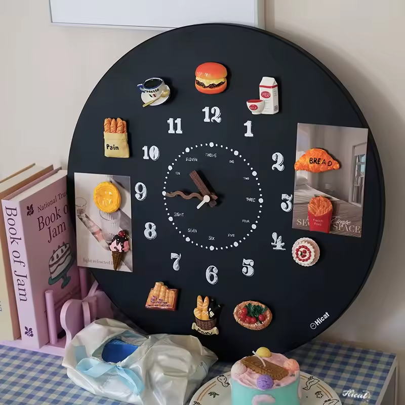 2025 New Diy Home Decoration Wall Clock Fridge Magnet Badge Holder Magnetic Metal Clock With Needle Display Dolls Display