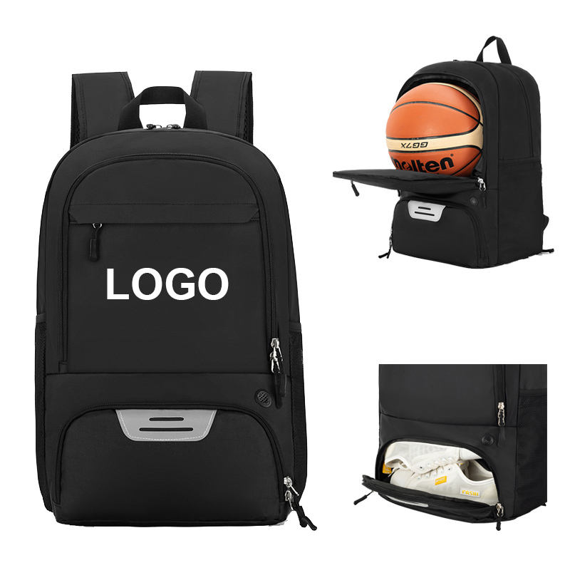 OEM ODM Nylon Sport Basketball Backpack Gym Volleyball Soccer Football Backpack With Separate Ball and Shoes Pocket