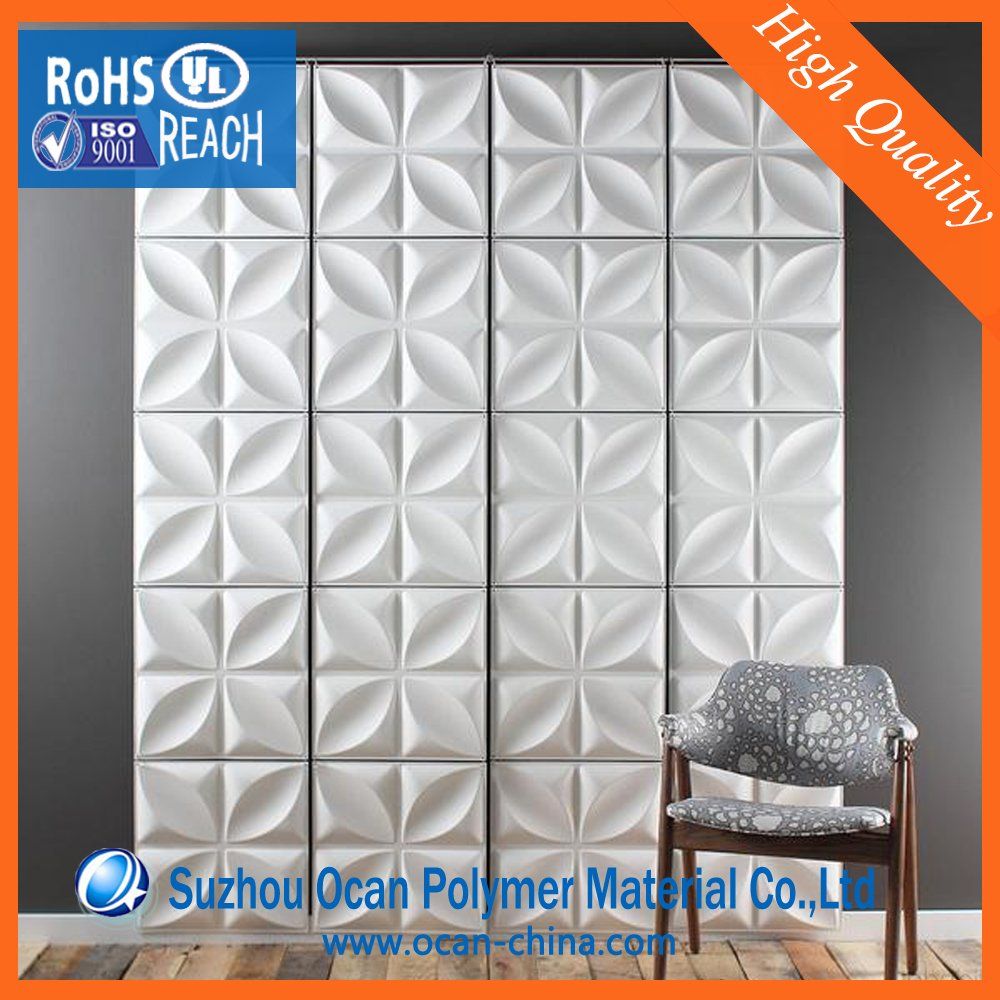 600*600mm Matte White PVC Sheet for 3D Vacuum Forming Wall Panels