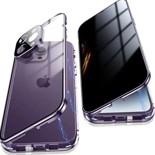 Luxury Aluminum Alloy Camera Lens Glass Magnetic Phone Case with Privacy Screen
