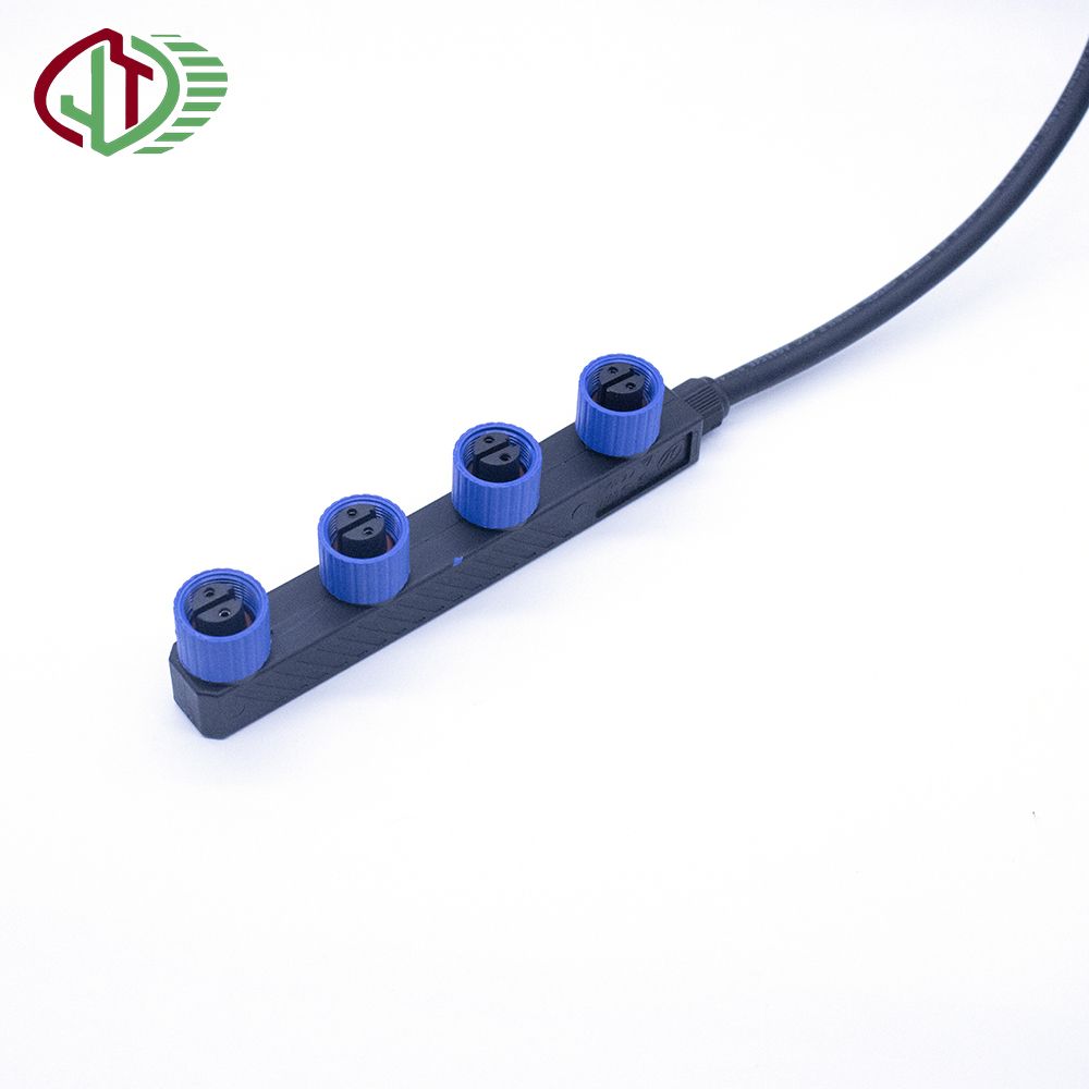 M15 2pin 1 out 4 F Type Thread Waterproof Female Connector Wiring Harness for Outdoor Electric Plant LED Lighting Manufacturers