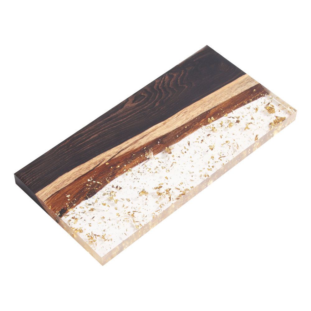 Handmade Rectangle Wood Color Resin Coasters Ornament for Home Decoration