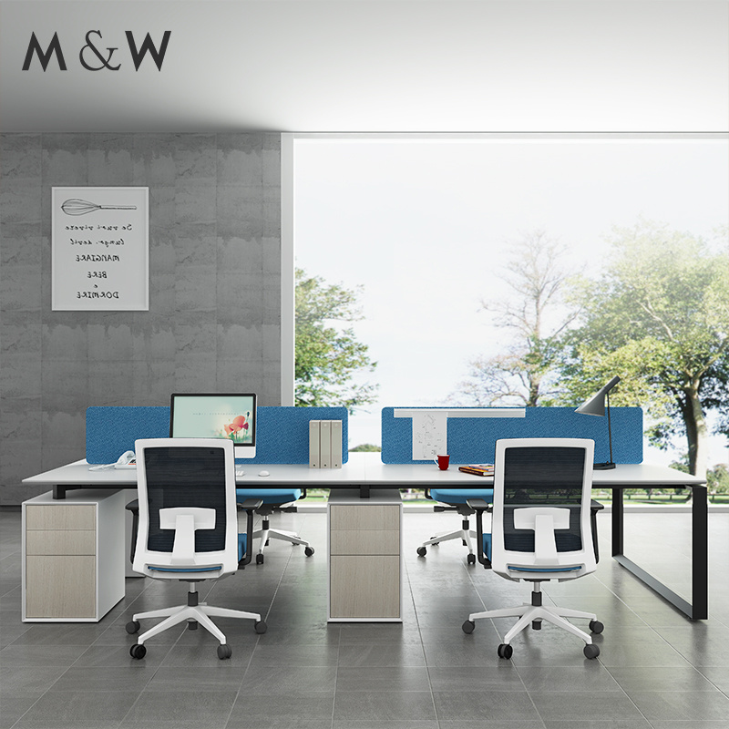 M&W Wholesale Furniture Modern Design Panel Two Sided Desks 4 Person Workstation Office Desk