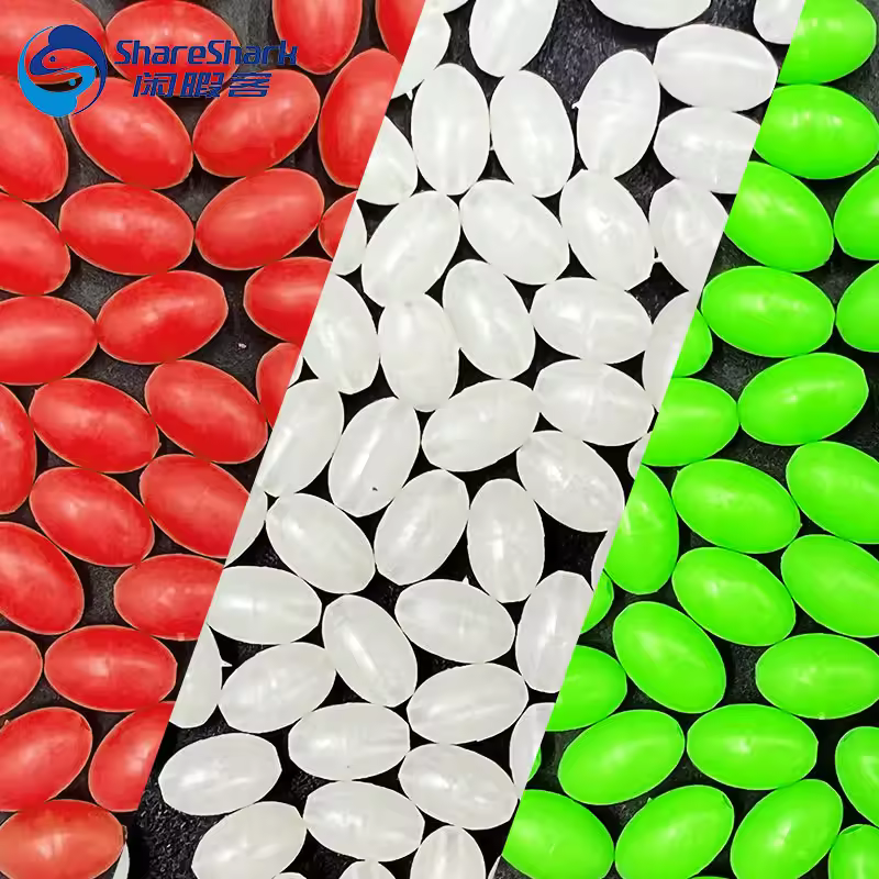 1000pcs Oval Fishing Beads Glow in the Dark Green Fishing Beads Luminous Bead Stopper Fishing Accessories