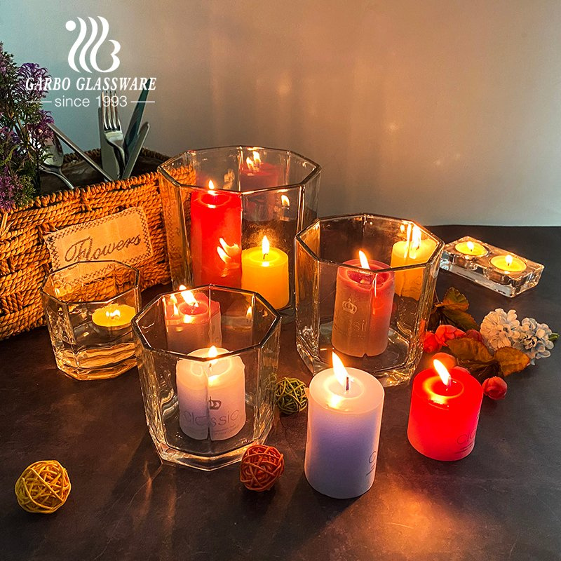 Stock Classic Square Shape Glass Candle Holder Votive Glass Clear Tealight for Wedding Christmas Table Decor