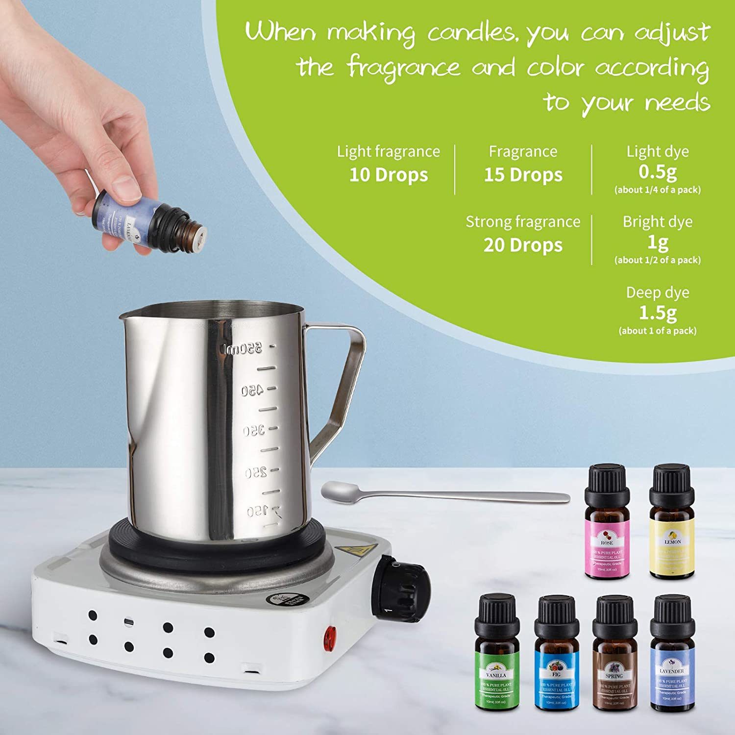 Professional Scented Candle Making Kit with Aluminum Wax Melting Pot