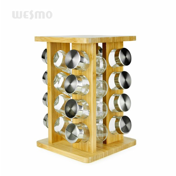 Revolving Bamboo Kitchen Shelf Spice Rack