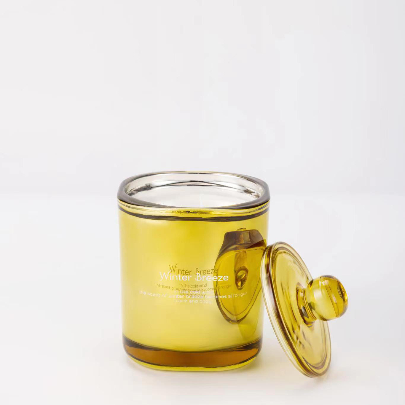 Yellow Home Decor Wedding Use Wholesale Private Label Modern Colorful Glass Cup Holder Vessel Jar Scented Candle with Lid