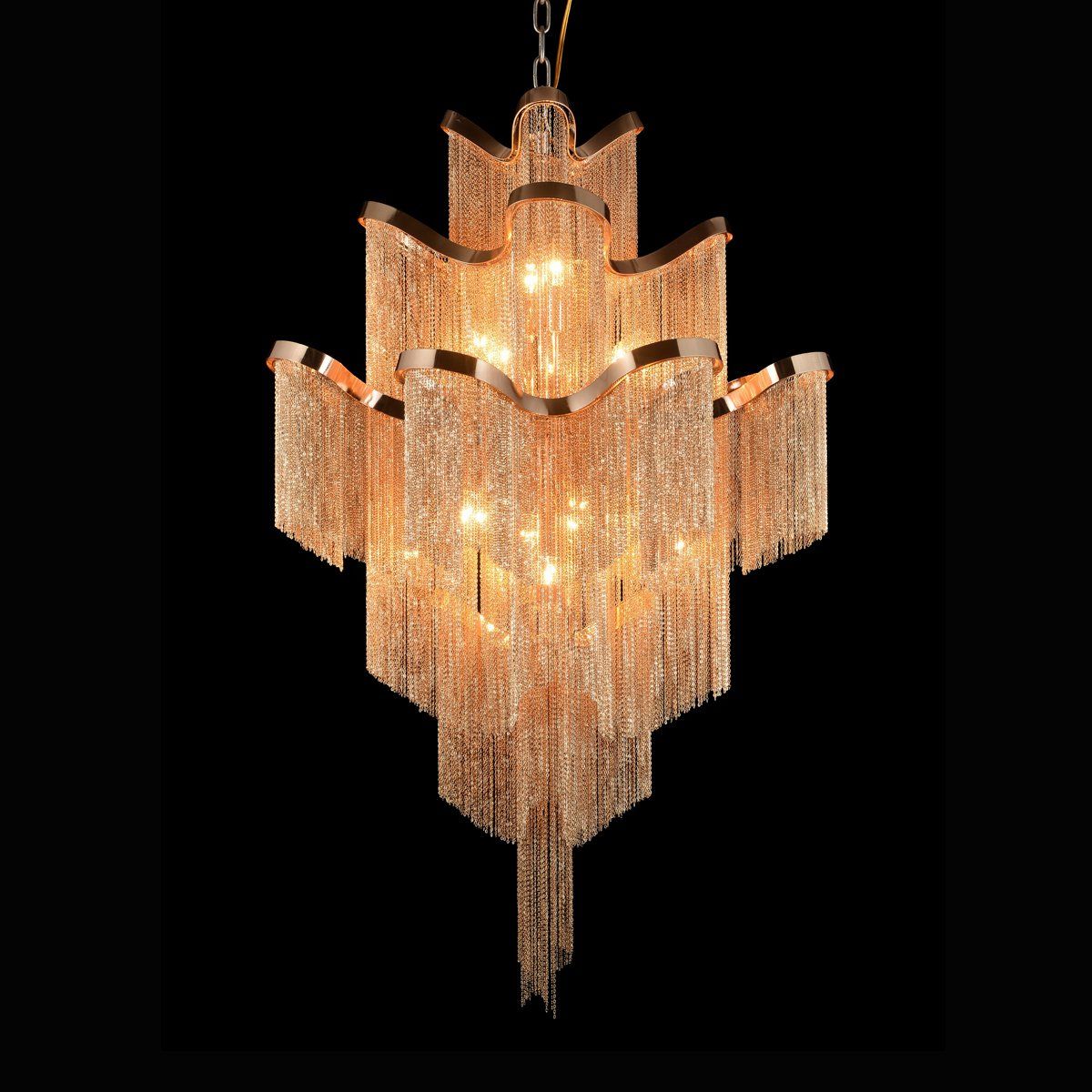 2024 Hot Sales Aluminium Ring Silver/Copper Chain Modern Home Hotel Chandelier