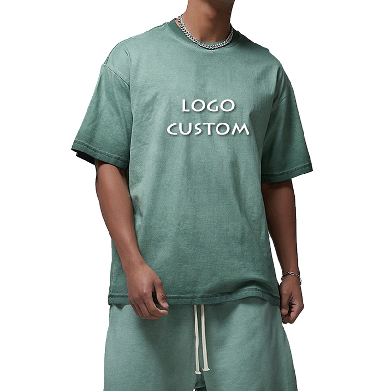 Hot Sales Dyed Washed Vintage Oversized Men's T Shirt Casual Gradient Color Drop Shoulder Mens T Shirts