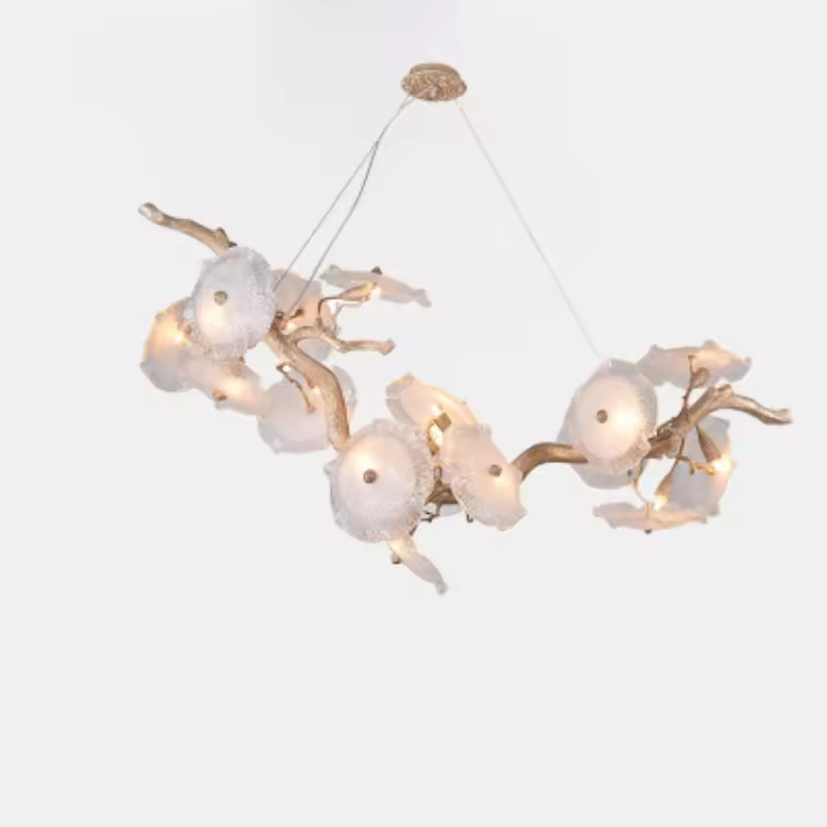 Copper Chandelier Lotus Leaf Flower Crystal Nice Ceiling Lights Decorative French Pastoral Duplex Villa Pendant Lamp