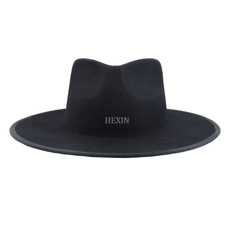 Wholesale Fedocustom Classic Retro Fedora Vintage Wool Feel Wide Brim Hatra Hats
