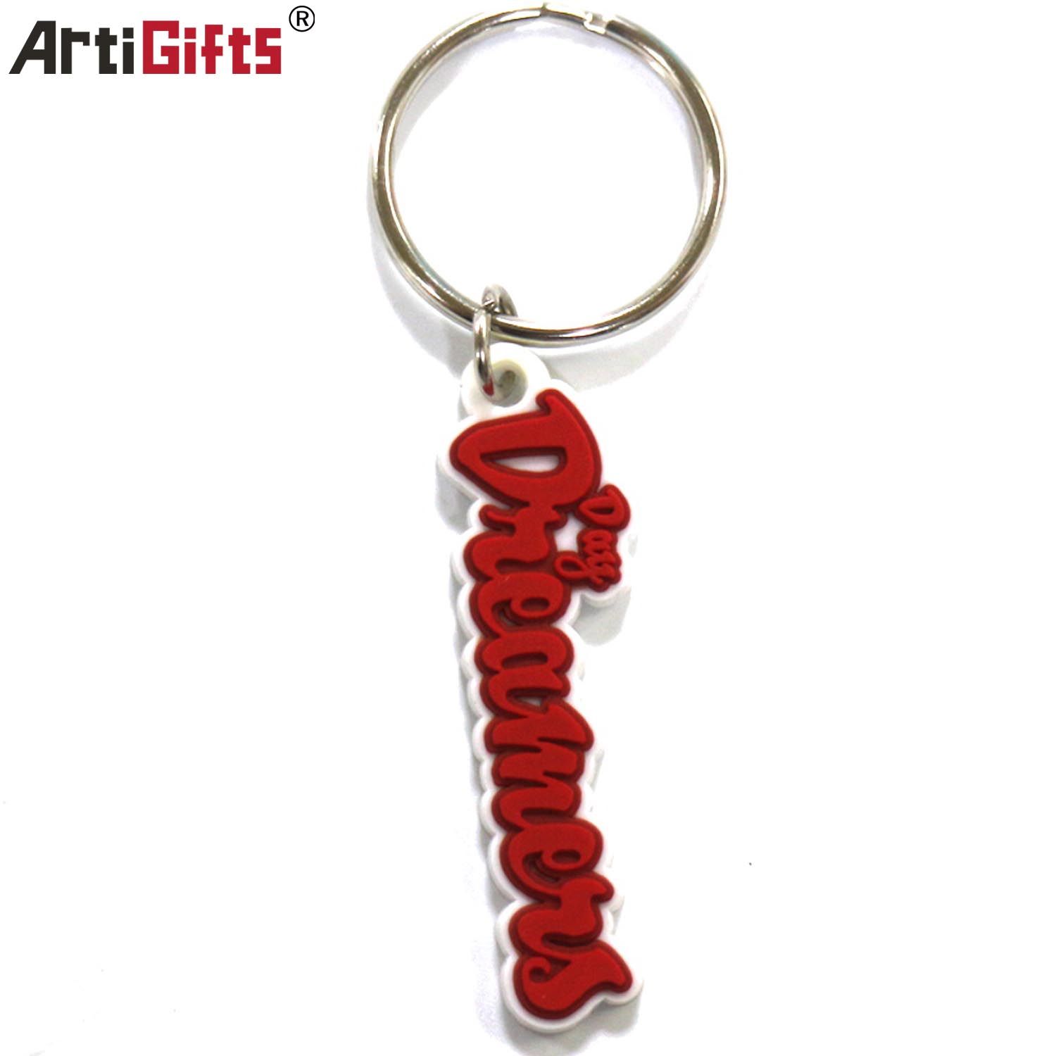 Fancy Style Embossed Printing Soft PVC Keychain with Mirror