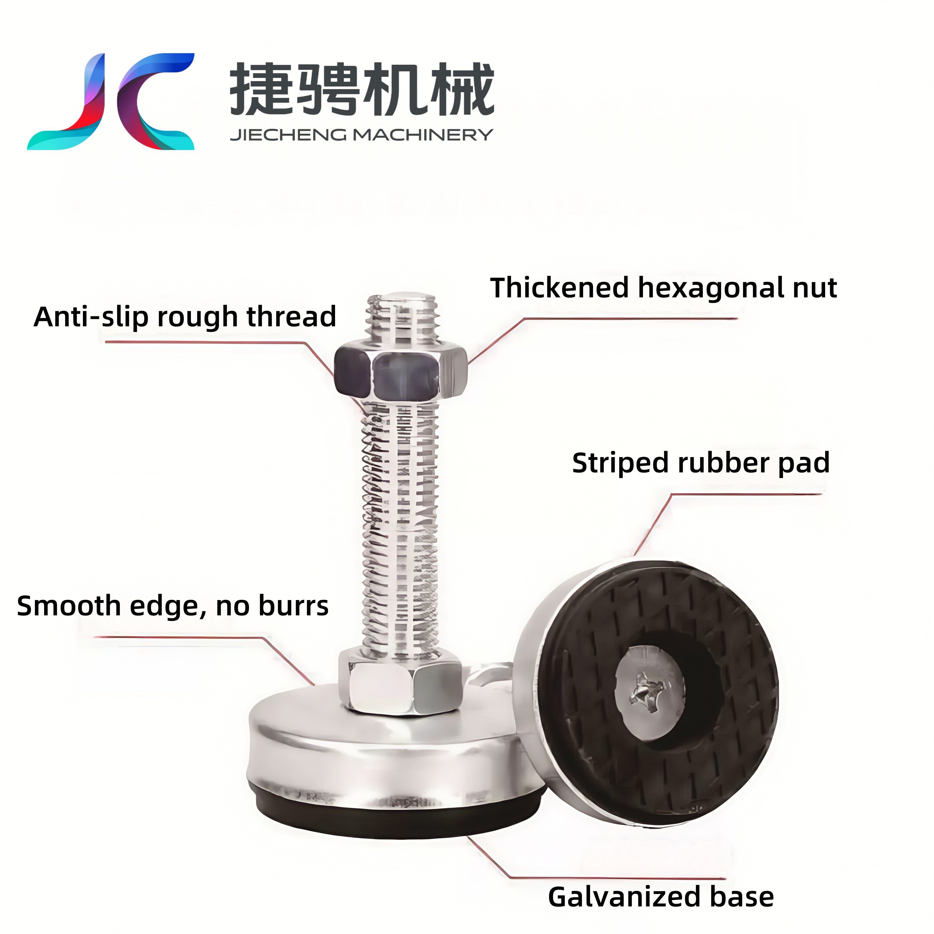 Stainless Steel Adjustable Feet with Rubber Pads