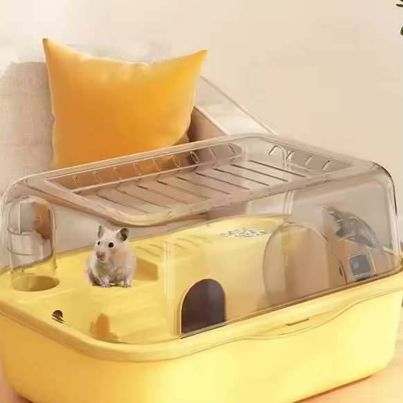 Hamster Cage With Large Space Golden Bear Cage Acrylic Hamster Cage With Rollers Easy To Clean Pet Supplies