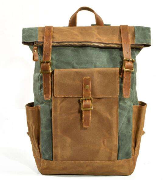 Virginland Tf 9120 Unisex Vintage Polyester Canvas Soft Handle Travel Hiking Backpack Waterproof Metal Zipper Closure For Day