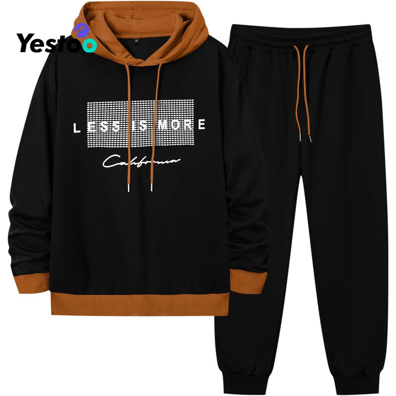 Men's 2 Piece Outfits Hoodie Sweatshirt Elastic Waist Joggers Sweatpants Casual Athletic Tracksuit Sweatsuit Set