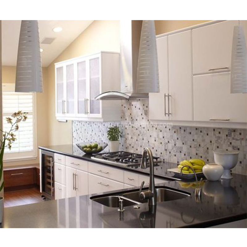 Pure Black Aitificial Quartz Countertop/Island/Vanitytop for Kitchen/Bathroom/Home Design Project Yy-Pr201