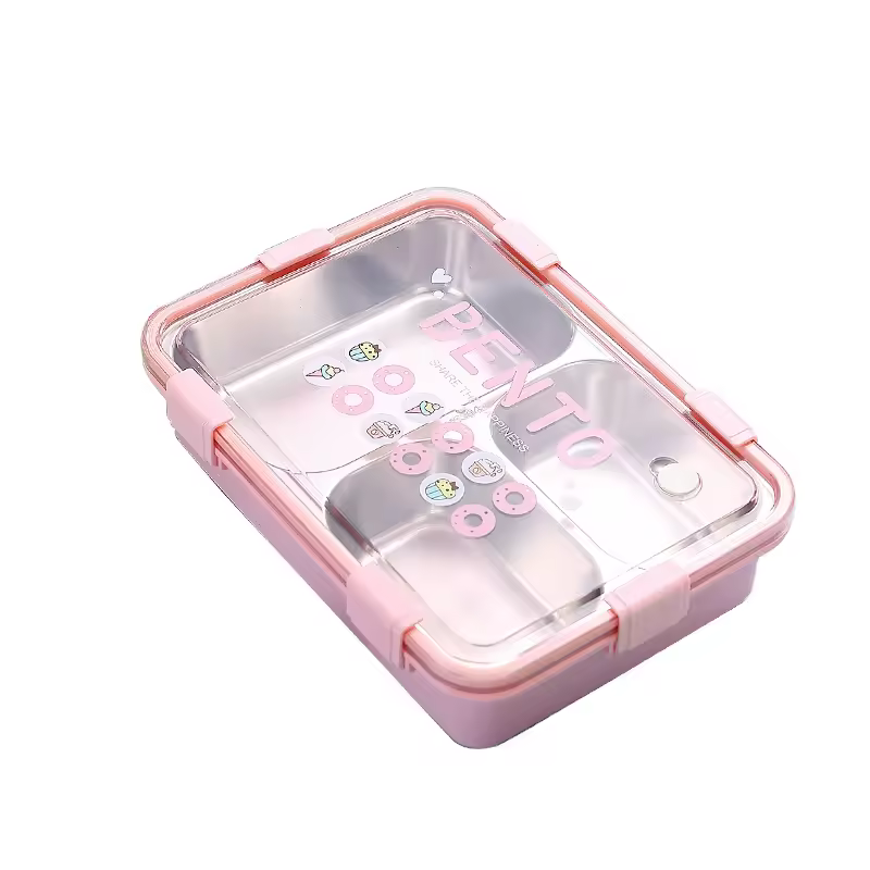 304 Food Grade Stainless Steel School Lunch Box Cute Design 3 Compartment Insulated Divider Low Moq Ready Sample Includes Lids