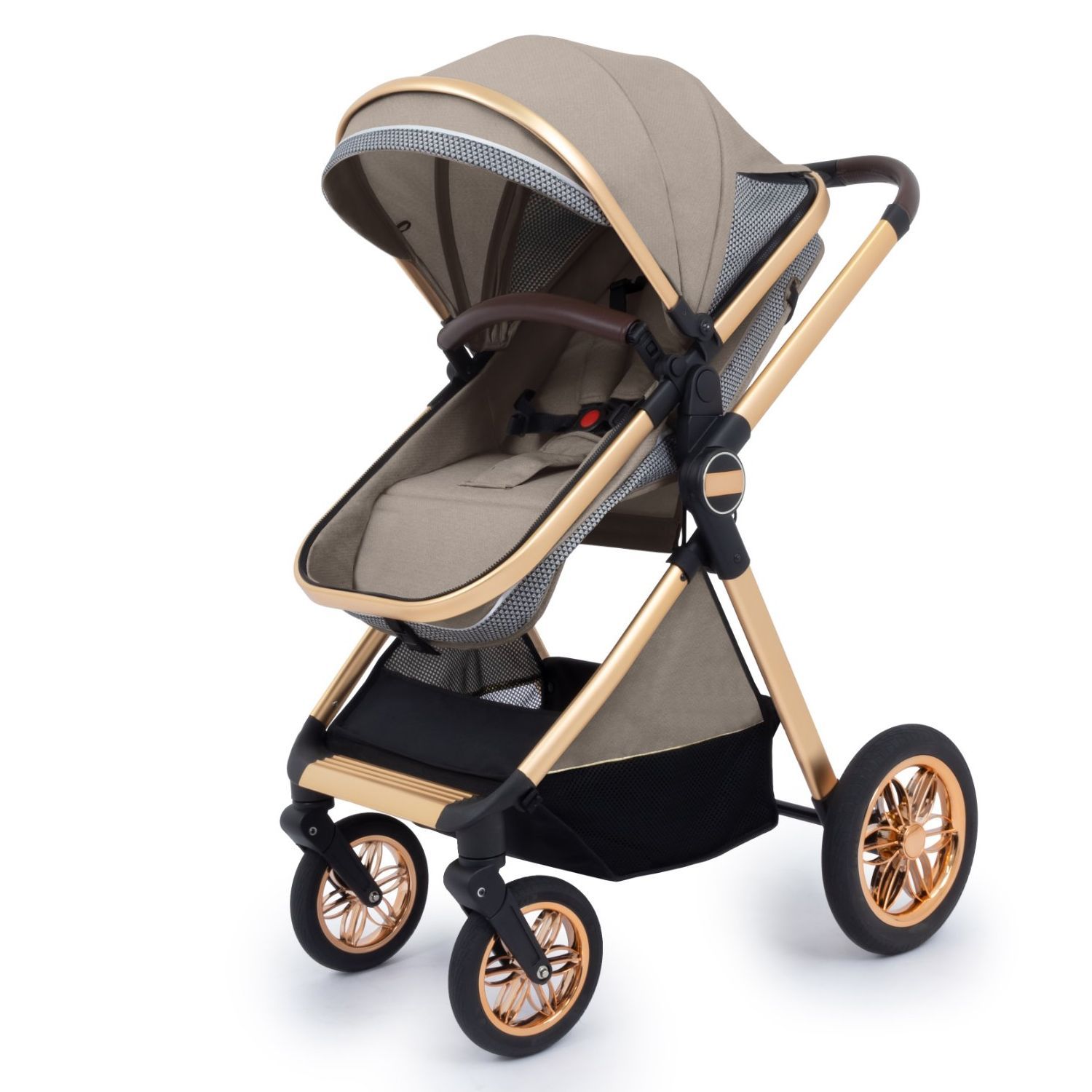 Premium Aluminum Alloy Stroller - Breathable Linen Canopy, Effortless One-Hand Fold & Shock Absorption for Smooth Rides