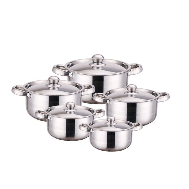 8PCS Stainless Steel Cooking Pot for African Markets 10PCS Cookware Set with Ss Cover
