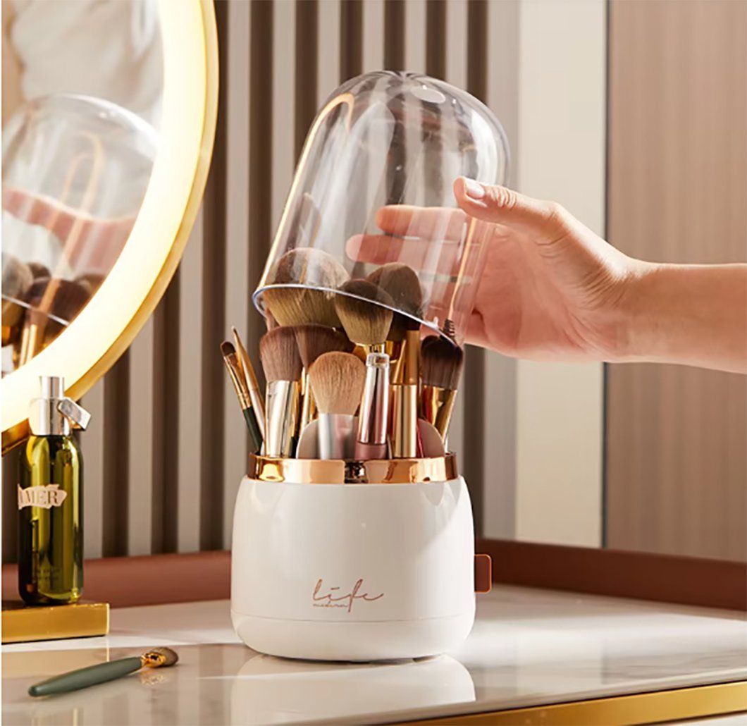 Rotating Plastic Makeup Brush Storage Bucket Light Luxury Organizer Low MOQ