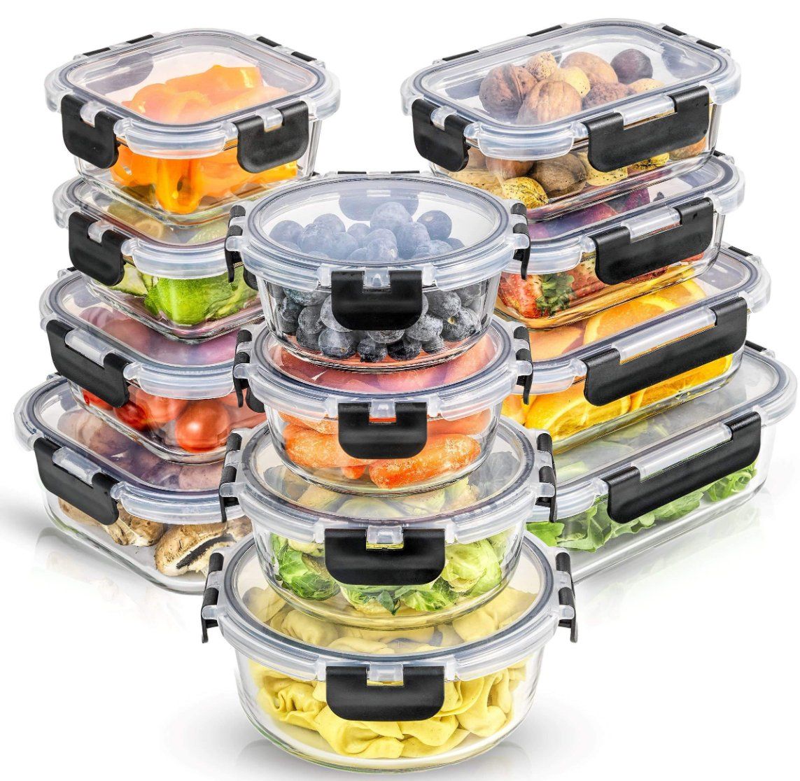 Original Factory Wholesale 24 Pieces Microwave Safe Borosilicate Glass Storage Container Sets Meal Prep Lunch Box for Kitchen