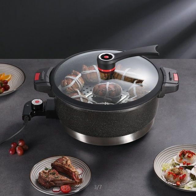 Home Indoor Smokeless Non-Stick Coating Electric Cooker Wok 7.5L