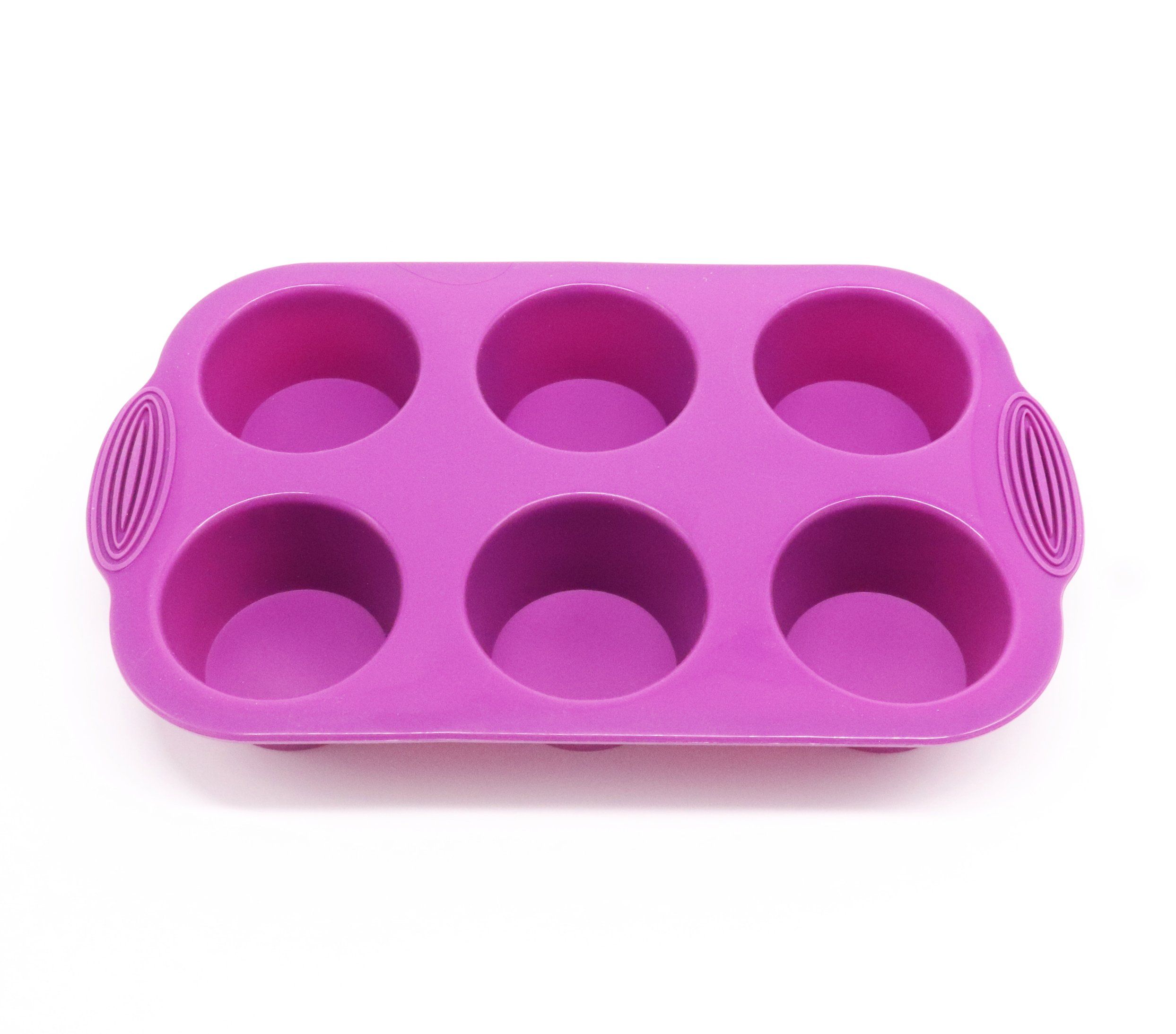 6-Cavity Non Stick Round Silicone Cake Molds for Muffins, Cupcake, Brownies