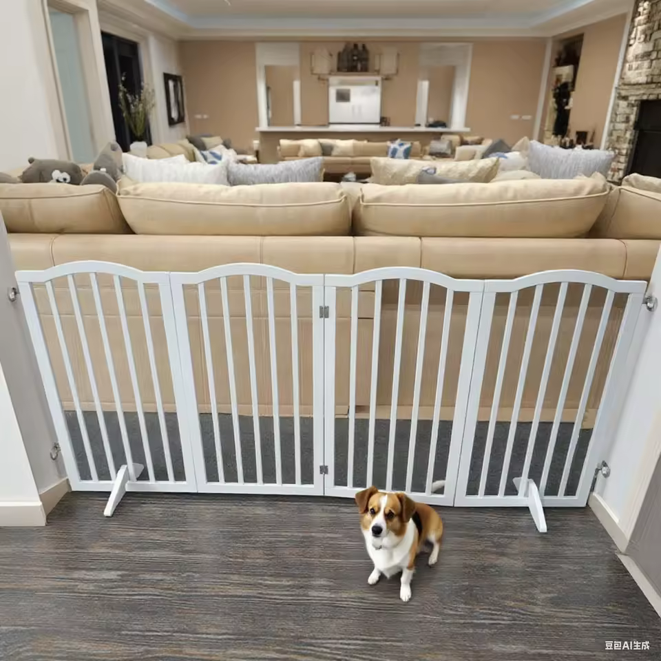 Arched Top 4-panel Retractable Indoor/outdoor Home Safety Gate For Dogs Modern Grid For Parks And Gyms