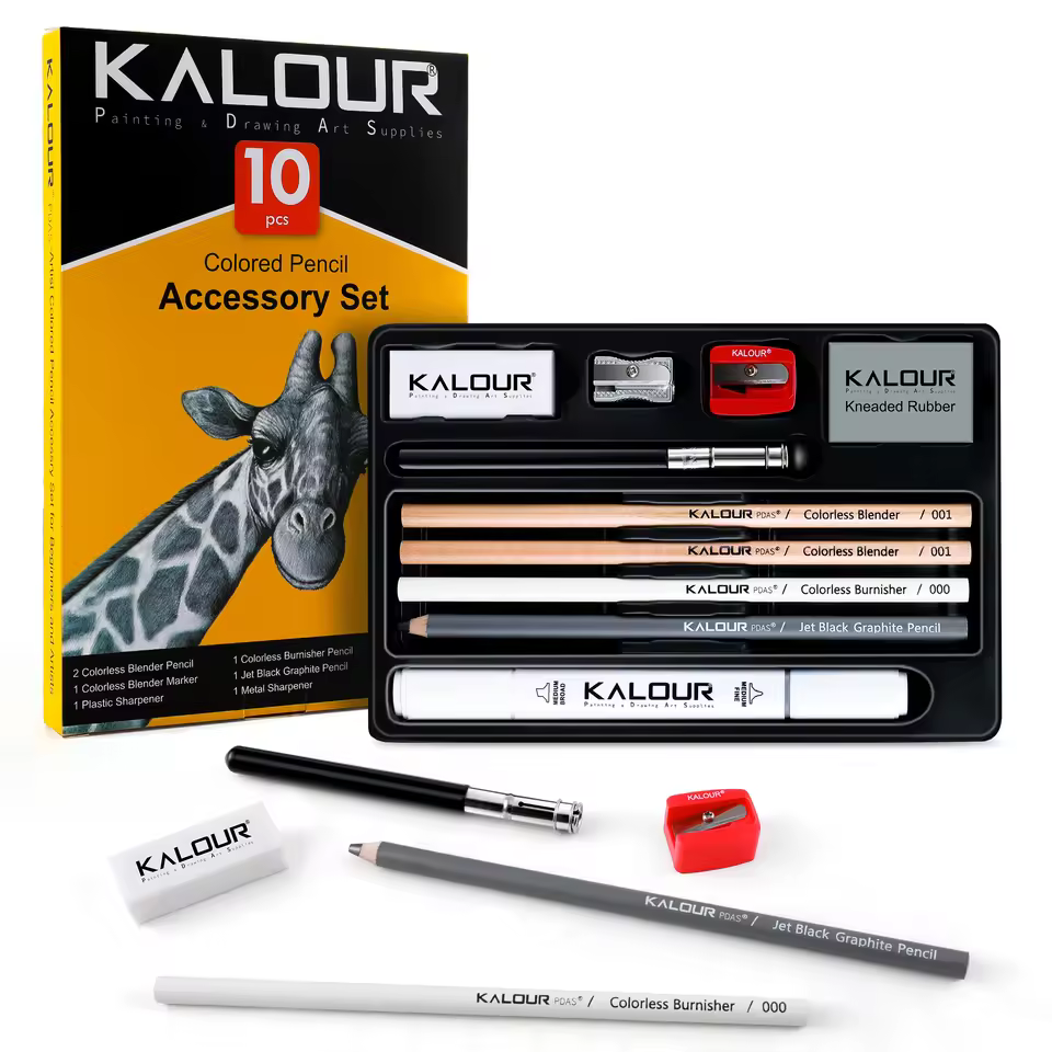 Hot Sale Kalour Brand 10pcs Colored Pencil Accessory Drawing Set Including Colorless Blender Pencil And Blending Marker