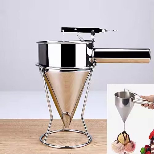 Stainless Steel Cone Cake Pancake Batter Hole Batter Dispenser Multiple 1200ml Large Capacity Distributor